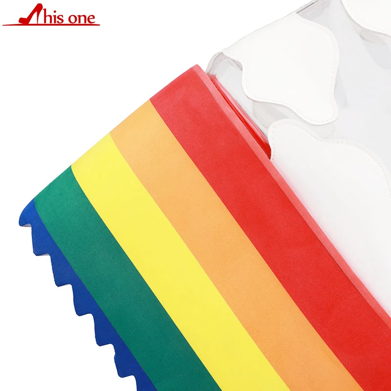 

THIS ONE new rainbow thick bottom fashion transparent PVC leather lace show show cool boots nightclubs cake bottom female boots