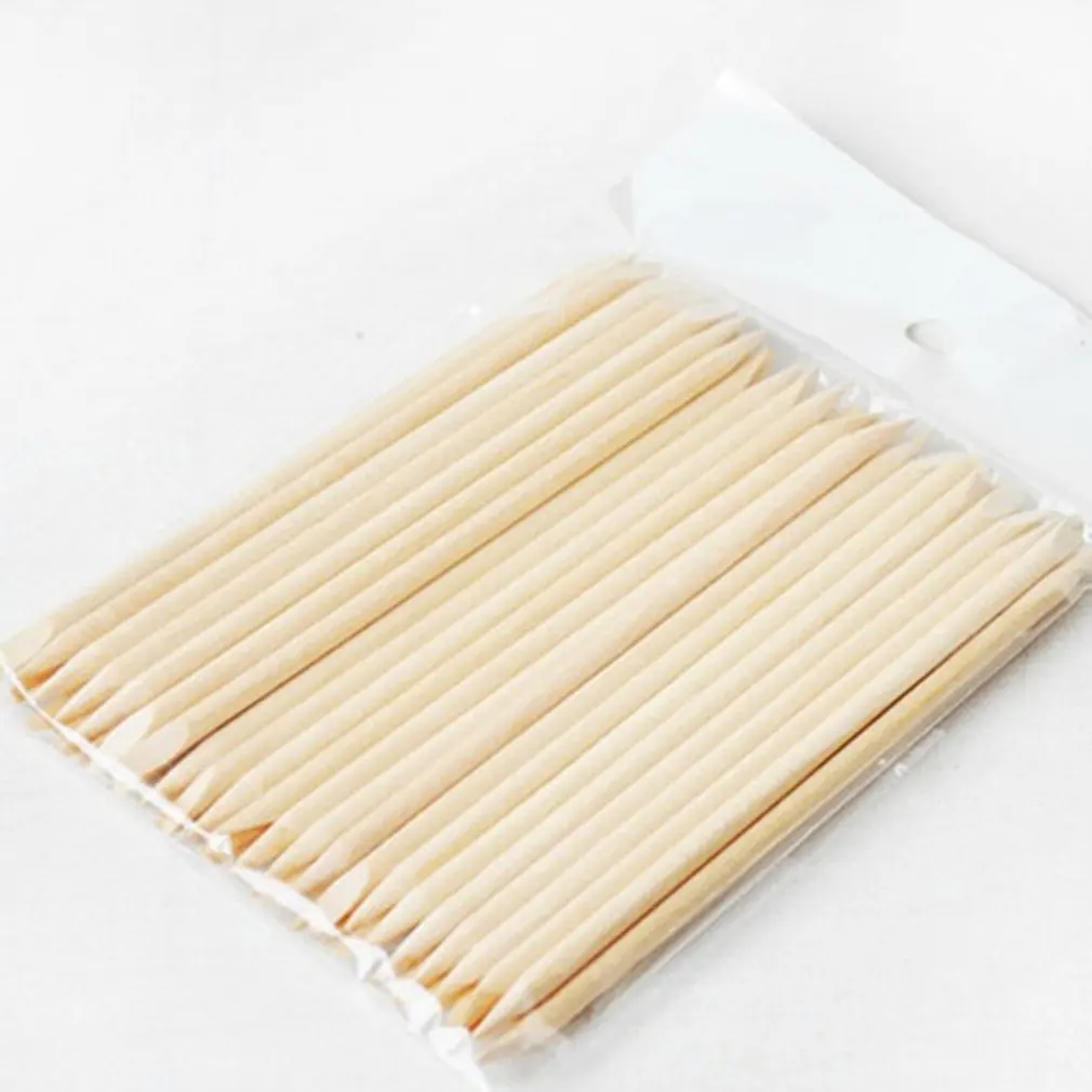 

100pcs Wooden Cuticle Pusher Nail Art Cuticle Remover Orange Wood Sticks For Cuticle Removal Manicure Nail Art Tools