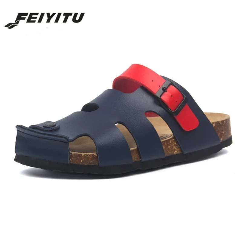 Новинка 2019 летние мужские пляжные пробковые шлепанцы FeiYiTu повседневные из