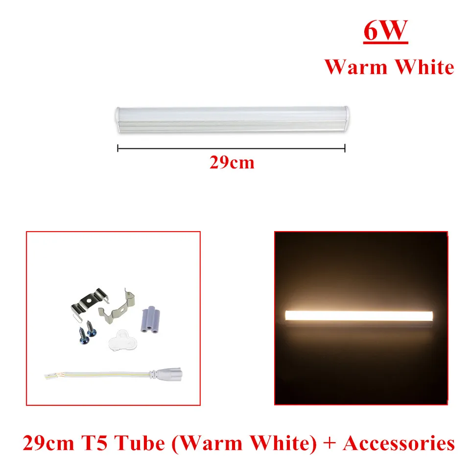 6W Tube Warm White T5 светодиодный лазерная трубка 60 см 30 220V 230V Светодиодный лампа 10 Вт 6 Вт светодиодный люминесцентная лампа для Внутреннее освещение кухни 2835 SMD светодиодный светильник трубки - Испускаемый цвет: 6W Tube Warm White