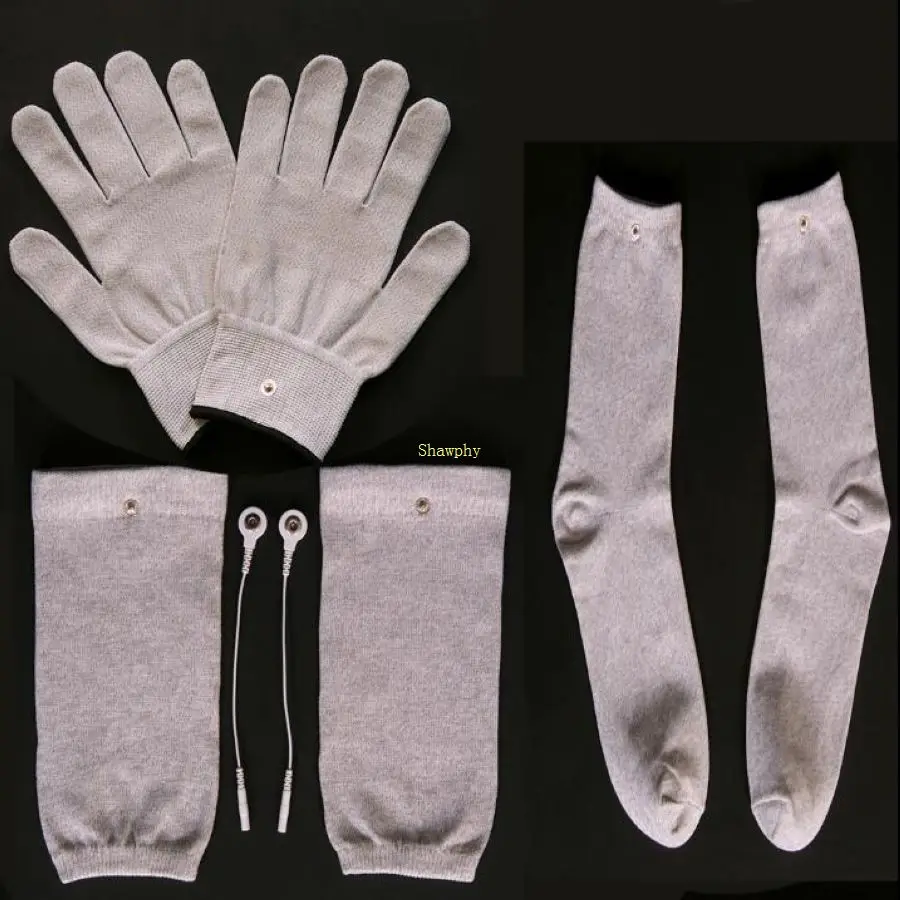 

Conductive Silver Fiber TENS/EMS Electrode Therapy Gloves+Socks+Knee Pads+cable Electrotherapy Unit For Phycical Therapy