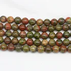 1 ниткалот натуральный камень Unakite зеленый бисер круглый драгоценный камень свободные бусины для изготовления ювелирных изделий DIY браслет подарок