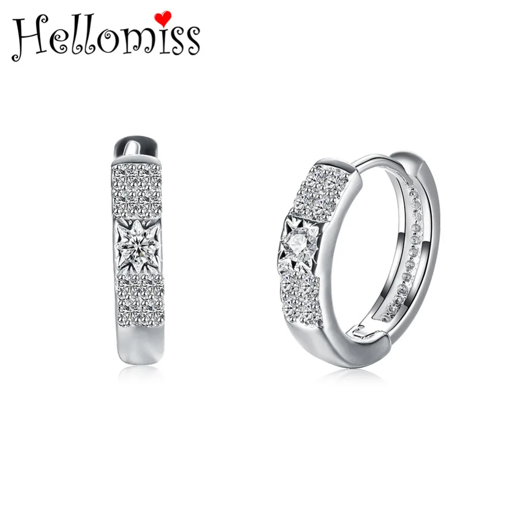 

Small Hoop Earrings with Stone Fashion Jewelry Silver 925 Earrings for Women Wedding Accessories Female Brinco Earing Gifts