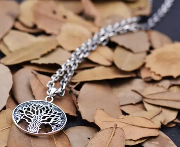 pendant necklace 925 серебро дерево жизни кулон ожерелье 925 стерлингового серебра жизни три кулон ожерелье удача ожерелье с амулетом - Окраска металла: pendant necklace
