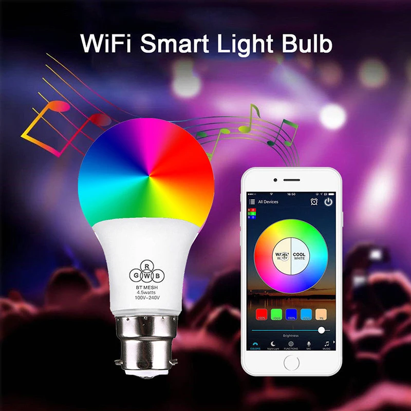 B22 умный пульт дистанционного управления Bluetooth волшебный светодиодный RGB Лампочка 16 цветов Изменение Затемнения Смарт wifi штепсельная розетка стандарта Великобритании для Alexa Google Home