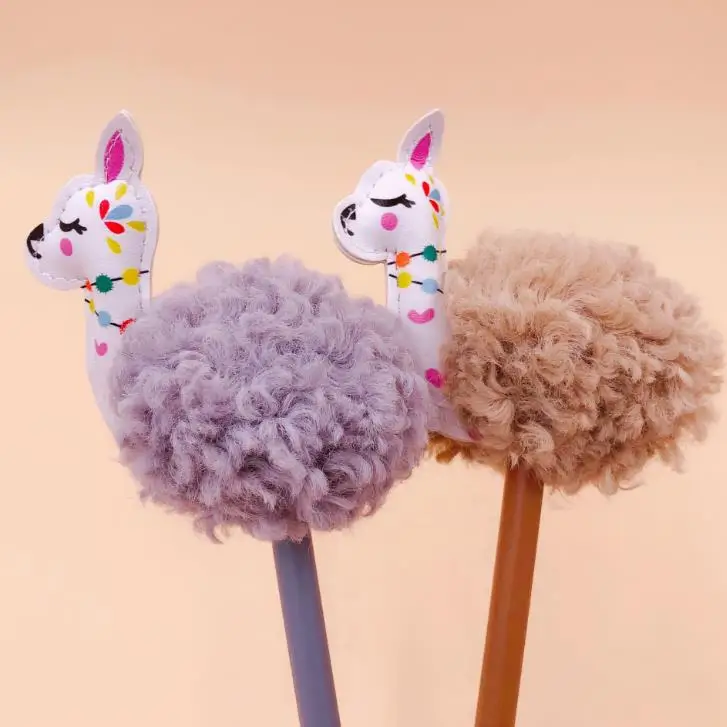 2 шт./компл. Kawaii 0 5 мм лама альпака с животными шарик для волос плюшевый гель ручка
