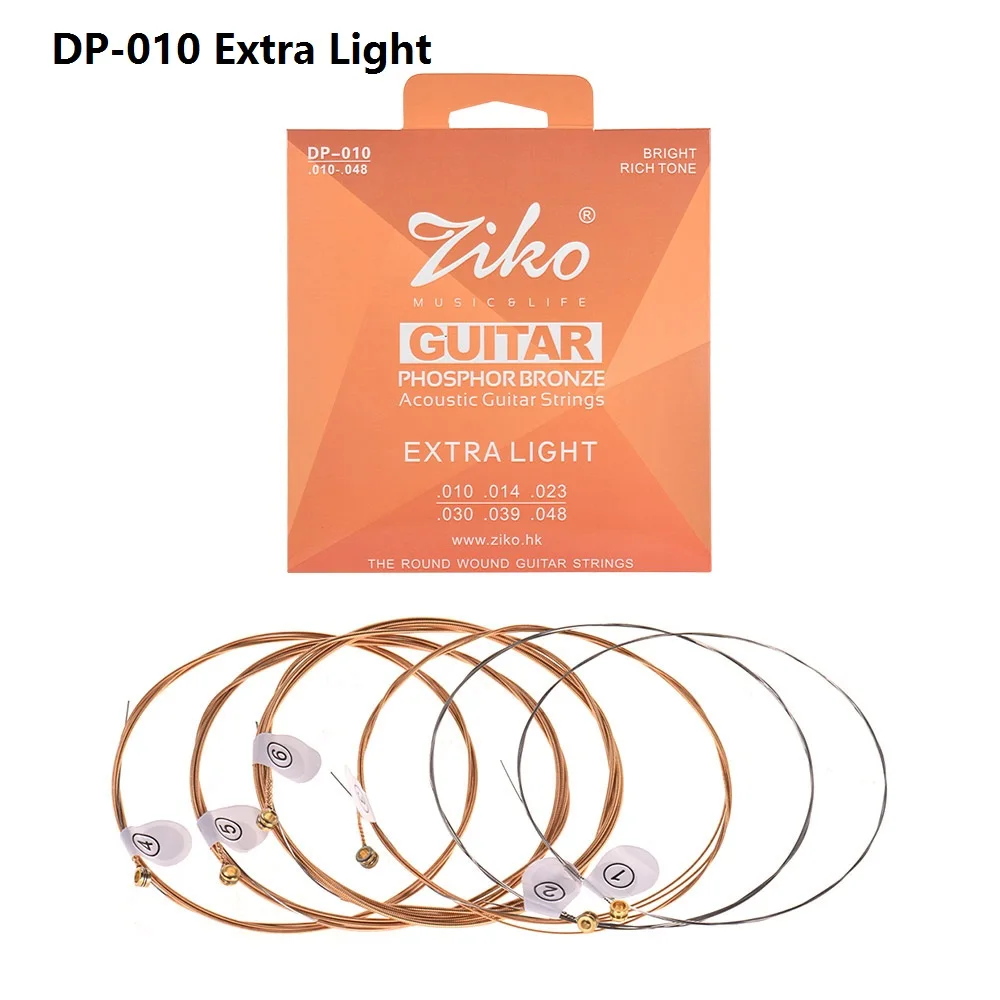 DP-010 Extra Light ZIKO DP-012 светильник акустические гитарные струны шестигранный сплав проволока Фосфорная бронза Рана Коррозионностойкие 6 струн набор - Цвет: DP-010 Extra Light