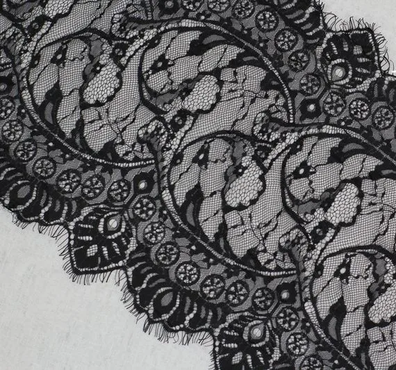 33 см широкий черный кружевной отделкой французский Шантильи ткани ресниц Diy