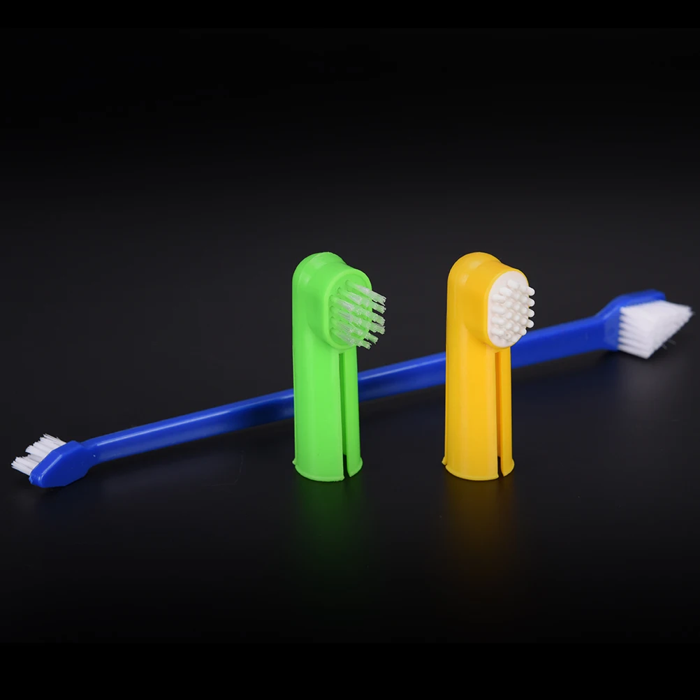 3 шт. = 1 компл. ПЭТ палец Зубная щётка щетка собаки дыхание двойной уход за зубами