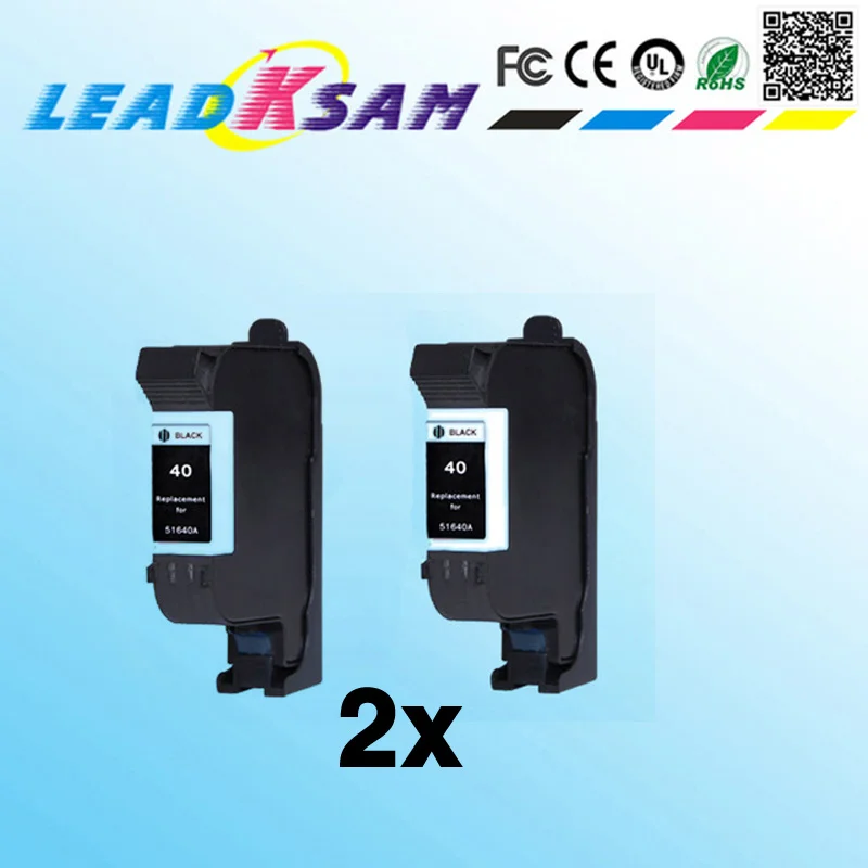 2x Сменные чернильные картриджи совместимые для hp40 40 51640a 51640 Designjet серии 230 250c 330 350c