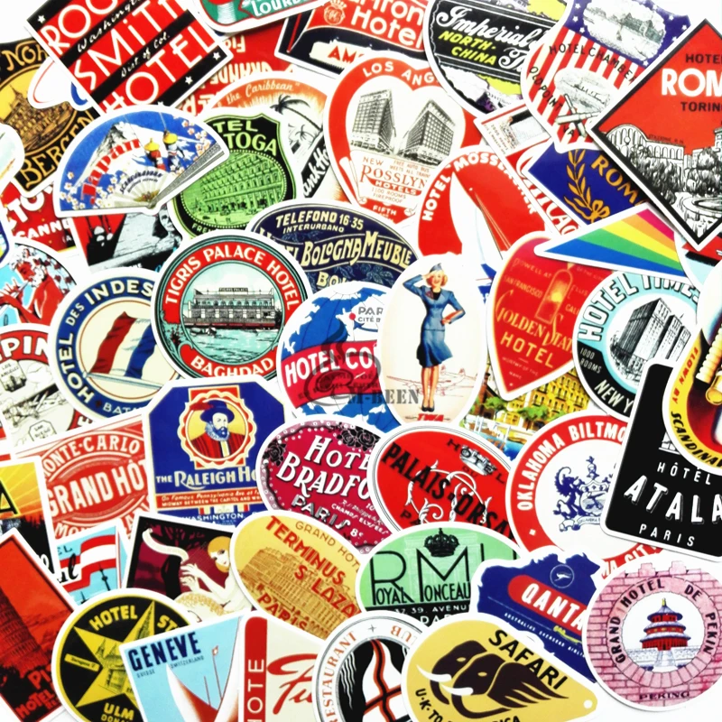 55 шт. водостойкие наклейки для багажа в стиле ретро|decal sticker|decal logo |