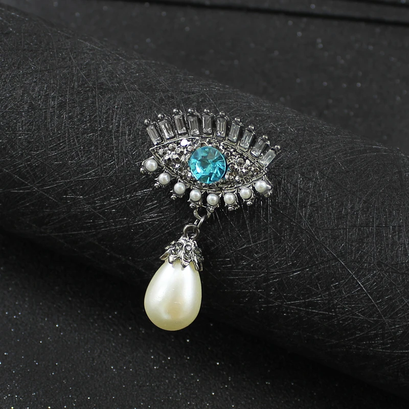 Rhinestone Devil's Eye Enamel Brooches Imitating Pearl Simulates Pear Angel Stitch for Female Male pins Collar Accessories | Украшения