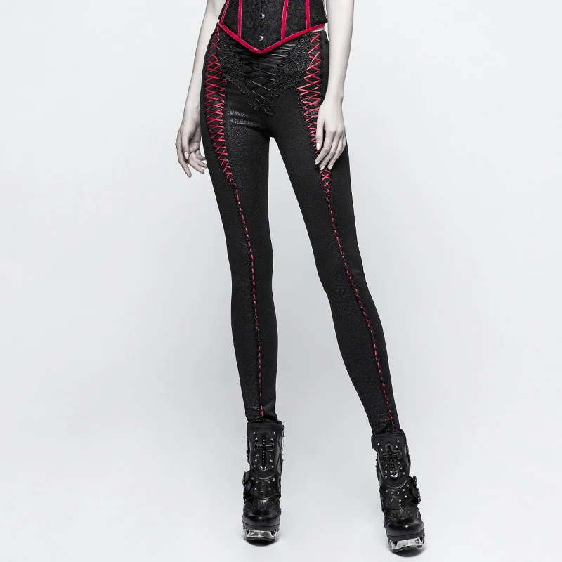 Женские облегающие леггинсы в стиле Ретро с резным узором лентами и завязками на