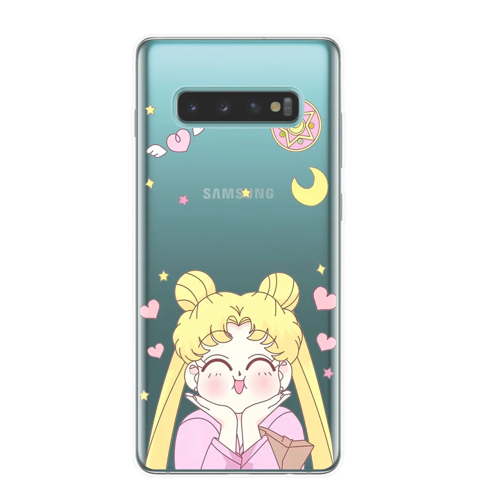 Чехол для Samsung Galaxy S10E S6 S7 Edge S8 S9 S10 Plus Lite 5G Note 8 9 M10 M20 M30 Kawaii Sailor Moon | Мобильные телефоны