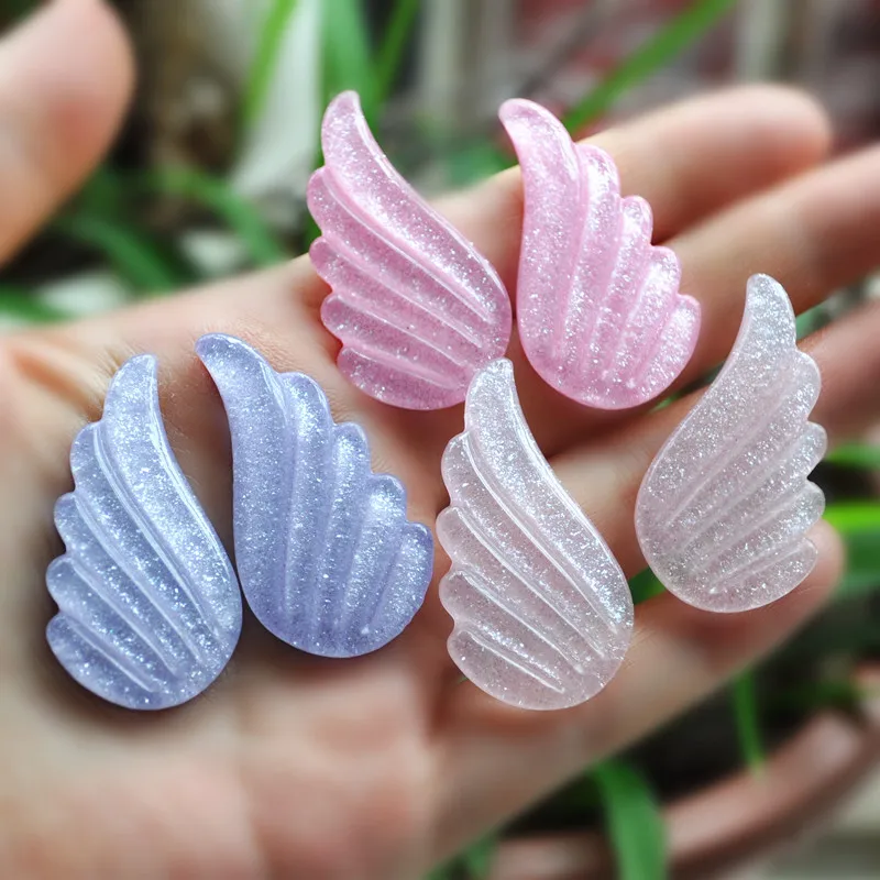 

5 Pair 40*23MM Glitter Angel Wings For Diy Phone Deco Kawaii Resin Cabochons Scrapbook Embellishment