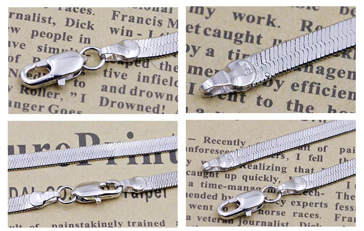 Новинка 2017 года серебро Цепочки и ожерелья цепь плоским змея кости Для мужчин