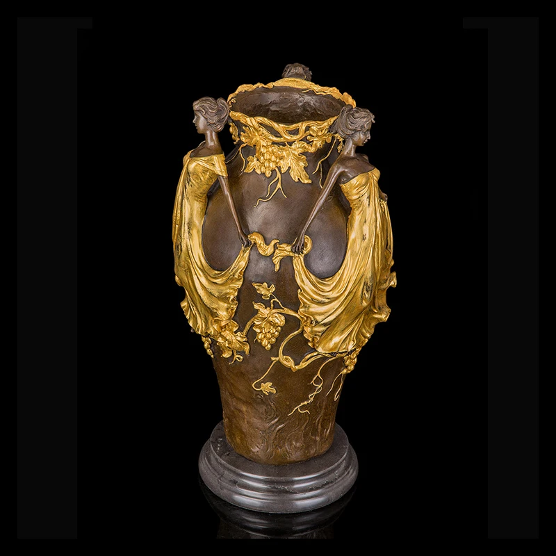 Bronze casting home decoration lady with vase statue sculpture for sale