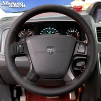 shining wheat black genuine leather car steering wheel cover for dodge journey 2009 2011