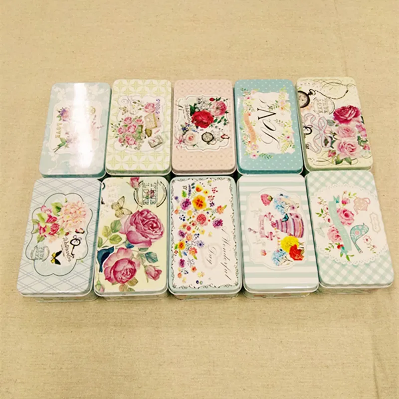 10 шт./лот жестяная коробка с принтом цветов для печенья чайная органайзер