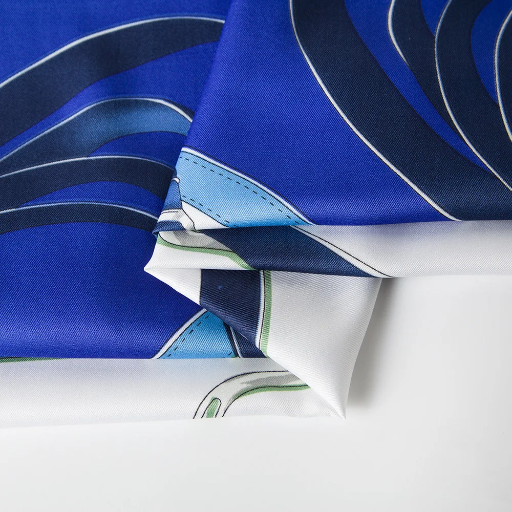 

New Luxury Brand 100% Twill Silk Scarf Women Colros Belt Chain Print Square Scarves 100 X 100cm Large Bandana Wraps Hijab