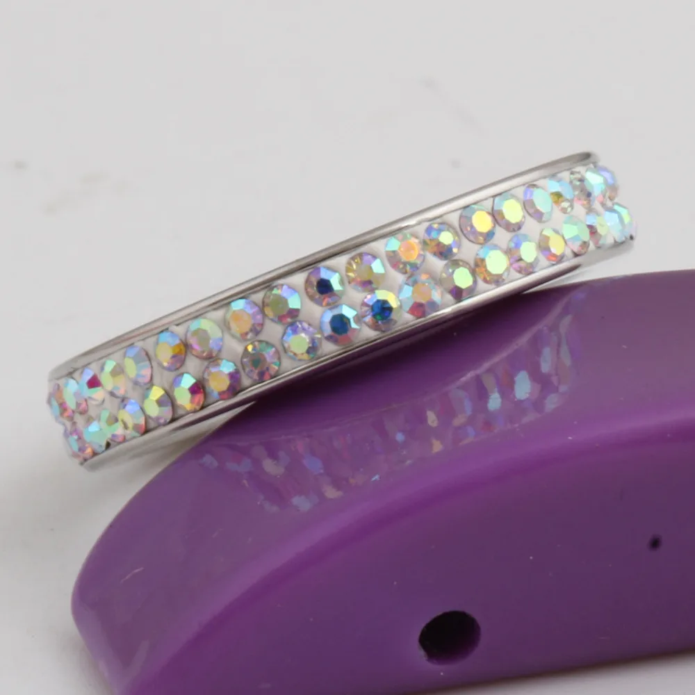 Кольцо из нержавеющей стали с двойными прозрачными линиями 6/7/8/9 #|jewelry ring organizer|ring