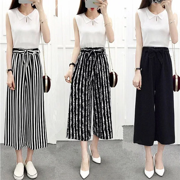 

Newly Womens Wide Leg High Waist Casual Summer Thin Pants Loose Culottes Trousers DO99