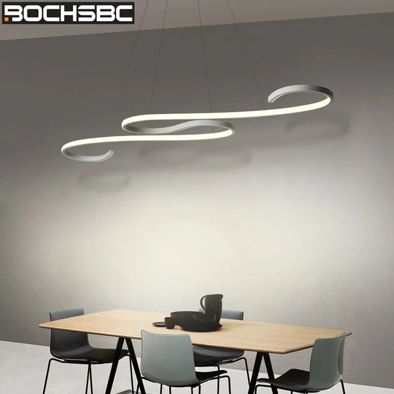 

Простая Светодиодная лампа BOCHSBC, акриловый абажур, Подвесная лампа для гостиной, столовой, Алюминиевые Современные внутренние подвесные св...