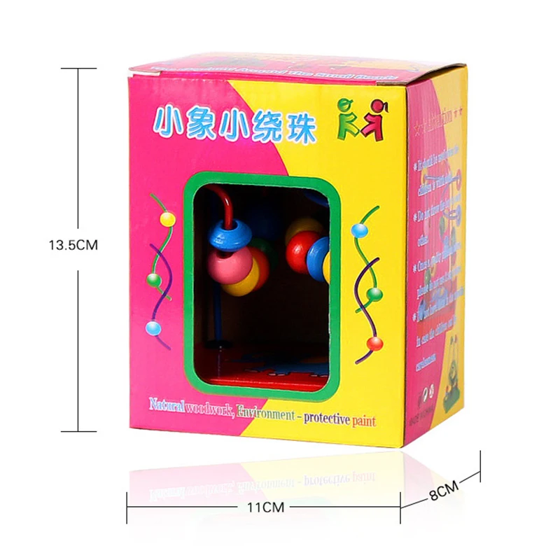 

1Pcs Mini Around Beads Baby Wooden Toys Educational Children Kids Infant Colorful Mini Cute Elephant Gift Toy