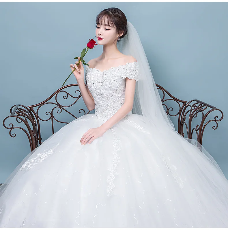Vestido De Novias/Новинка 2019 года классическое бальное платье с вышивкой и вырезом