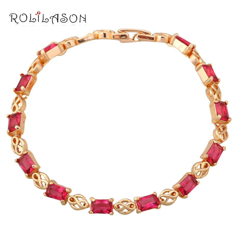 ROLILASON 18 8 см Великолепный золотой браслет День Святого Валентина подарок для