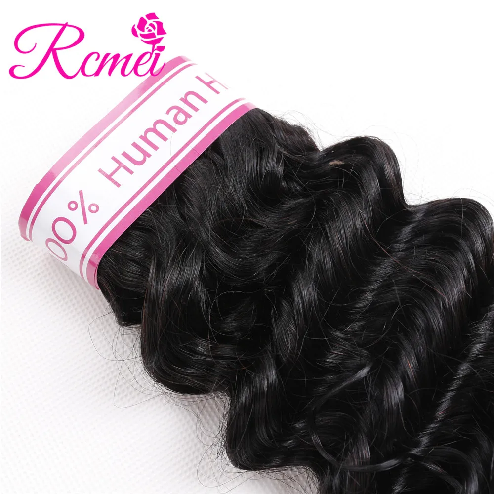 Бразильские глубокие волнистые пучки с закрытием 100% человеческих волос плетение