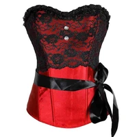 black red womens black lace cover overbust corset bustier sexy slimming waist body shaper embroidery corsets top
