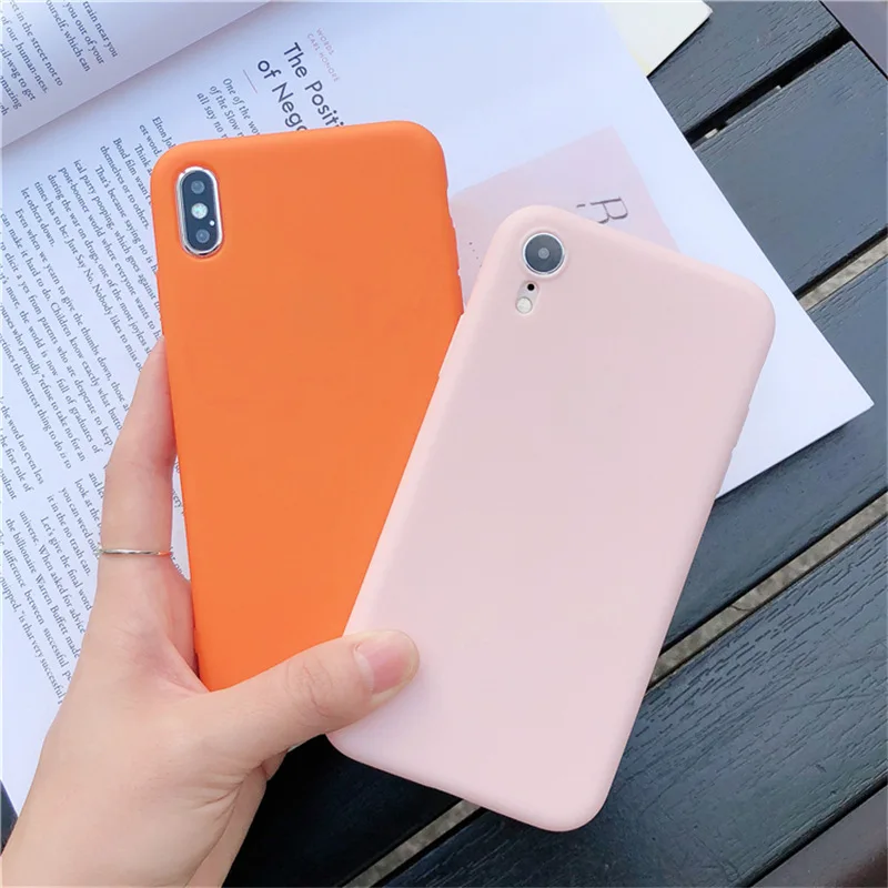 JIBAN Solid color black green wine red Phone Case for iphone 6 6splus 7plus 8 8plus Soft TPU Cover X XS MAX XR Cases |