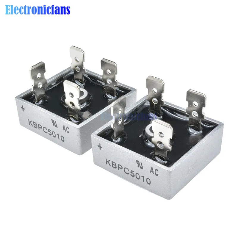 10PCS KBPC5010 diode bridge rectifier 50A 1000V KBPC 5010 power electronica componentes | Электронные компоненты и