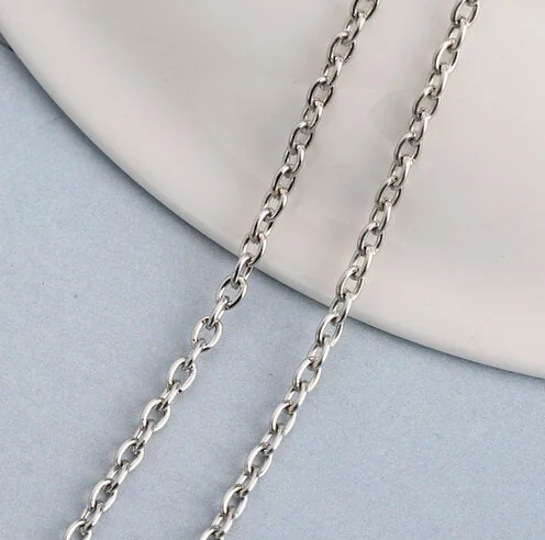 Rhodium 10 м/лот, ширина 2 мм/2,5 мм, металлические звенья цепи Rolo, оптом, золото, серебро, цвет, ожерелье, браслет цепь для изготовления ювелирных изделий - Цвет: Rhodium