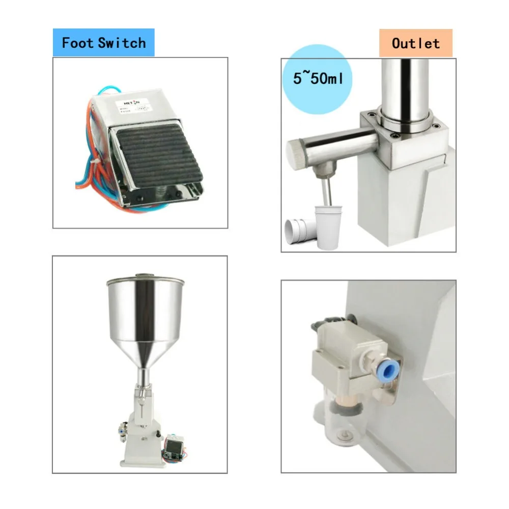 

A02 5-50ml Pneumatic Liquid Paste Filling Machine For Cream Shampoo Cosmetic