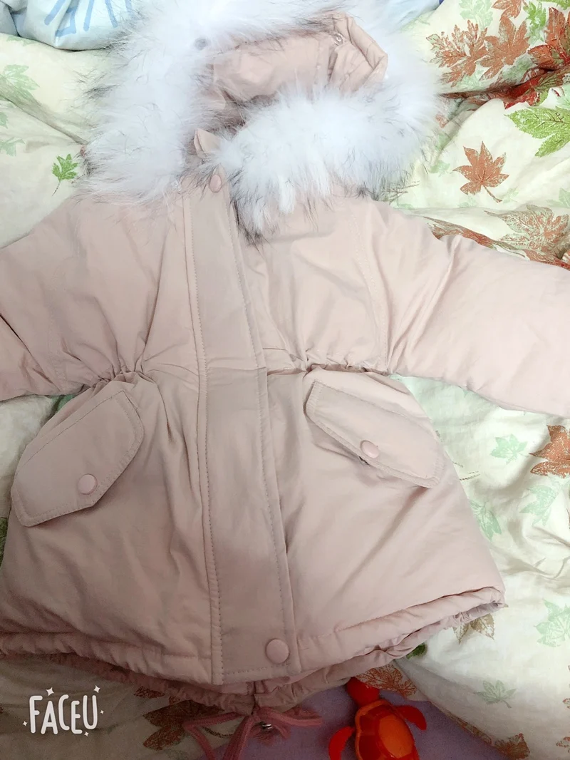 Детская куртка на подкладке из хлопка, воротник из натурального меха