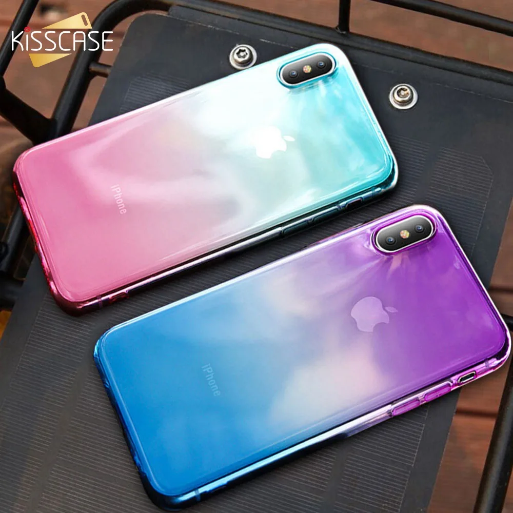 KISSCASE красочный чехол для iPhone X XR Xs Max Мягкий силиконовый 7 8 6s 6 Plus плюс 5 5S SE Ультра