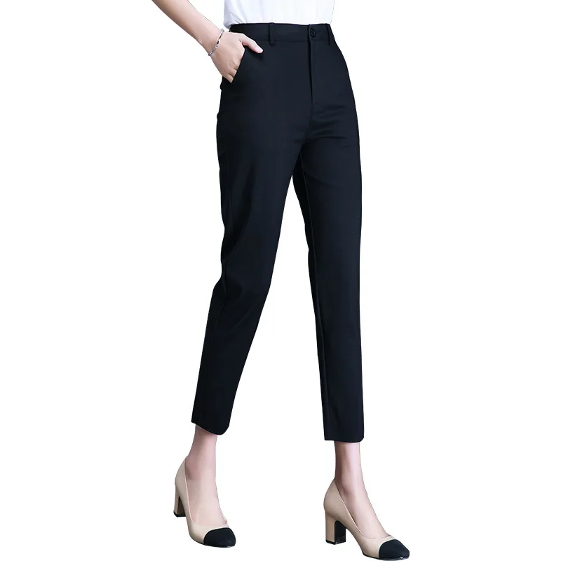 Женские деловые брюки Капри до щиколотки формальные шаровары расцветка черная и