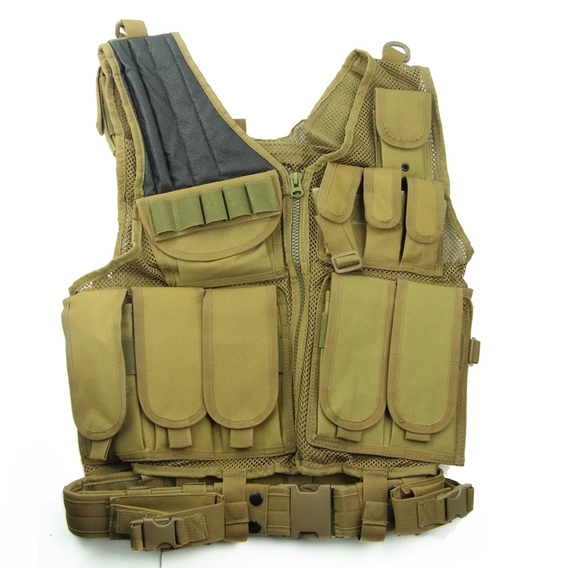 

Assault Tactical Combat Vest Pistol Mag Pouch Military Mesh Designed with Holster Pouch Vest Airsoft Molle