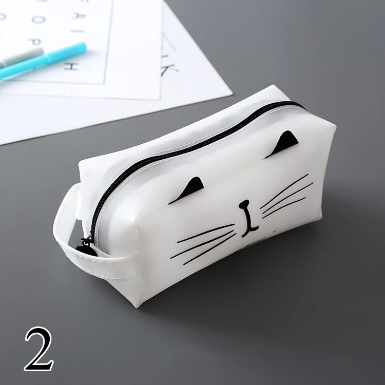 2 1 шт., чехол-карандаш с кошкой, большая емкость, сумки для ручек, Kawaii, чехол на молнии для ручек для девочек, подарок, школьные принадлежности, новинка, корейские канцелярские принадлежности - Цвет: 2