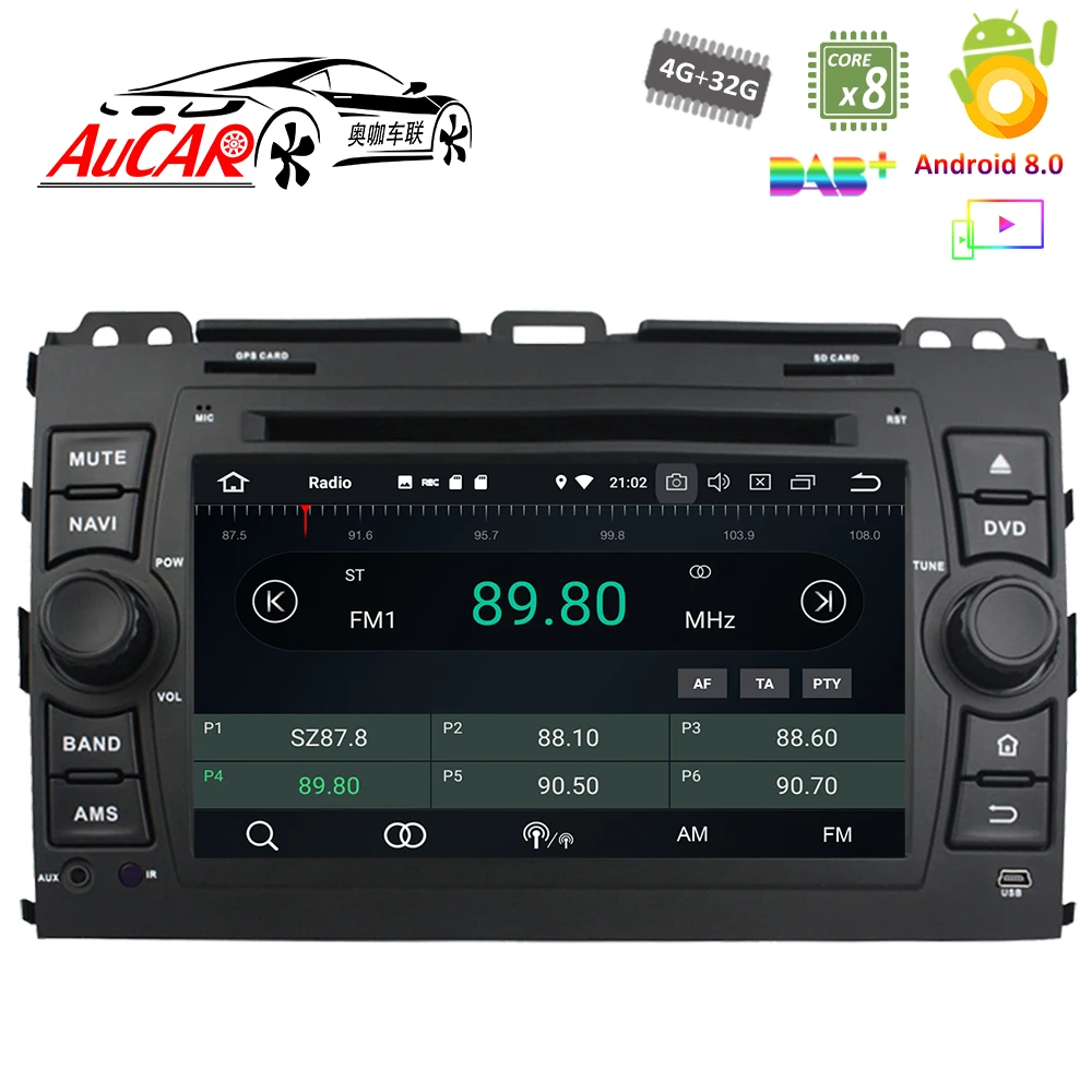 Android 8 0 7 &quotавтомобильный dvd плеер для Toyota Prado 120 Land Cruiser 2002 2009 автомобильный аудио