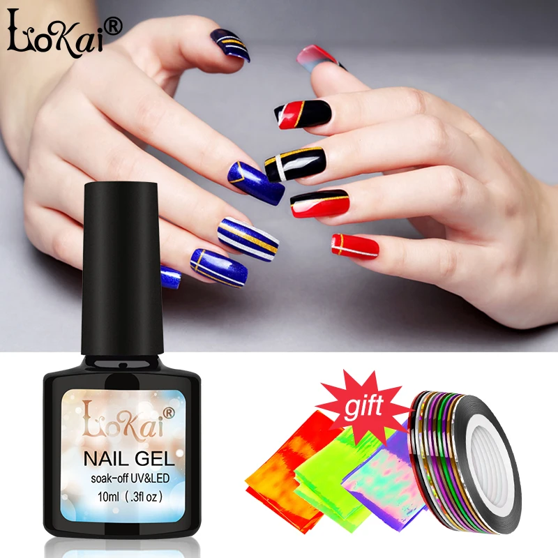 Lokai 10 мл Гель лак для ногтей отмачиваемый УФ со звездой космическая наклейка 2 шт