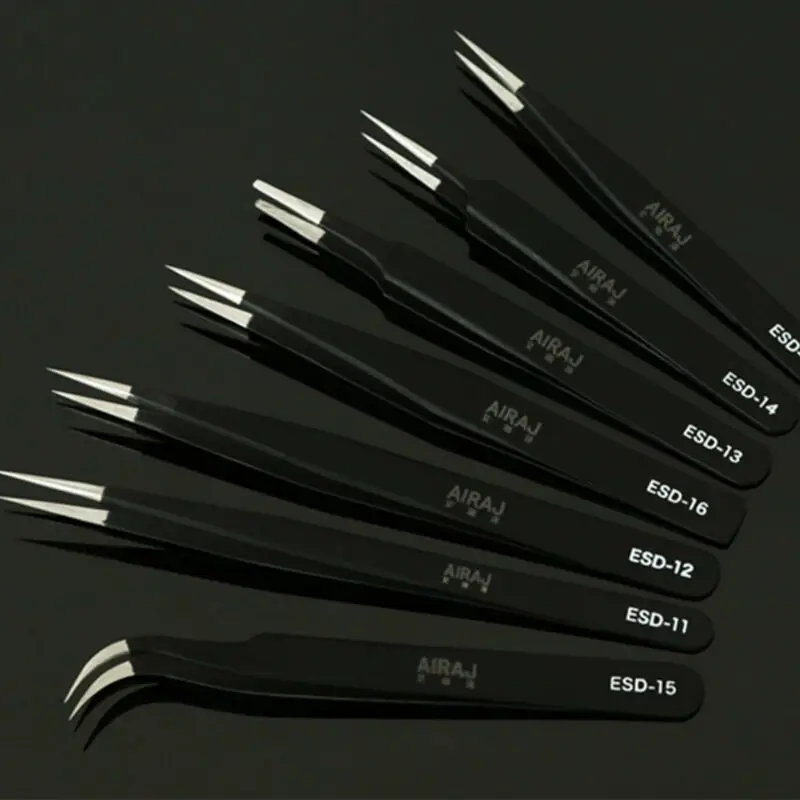 1 шт. безопасный антистатический прецизионный Пинцет Pinzas Pincet из нержавеющей стали ESD пинцет Инструменты для ремонта электроники