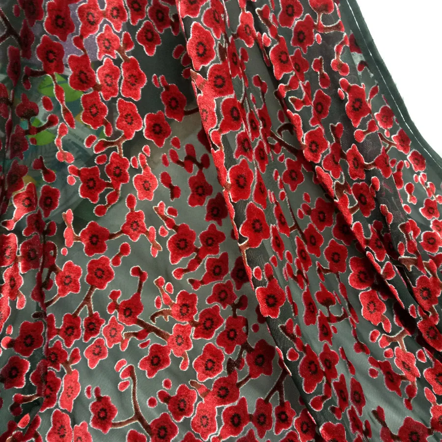 

Flocked DIY Rayon Viscose Cheongsam Fabric 114cm Width Flower Wedding Dress Decoration Material