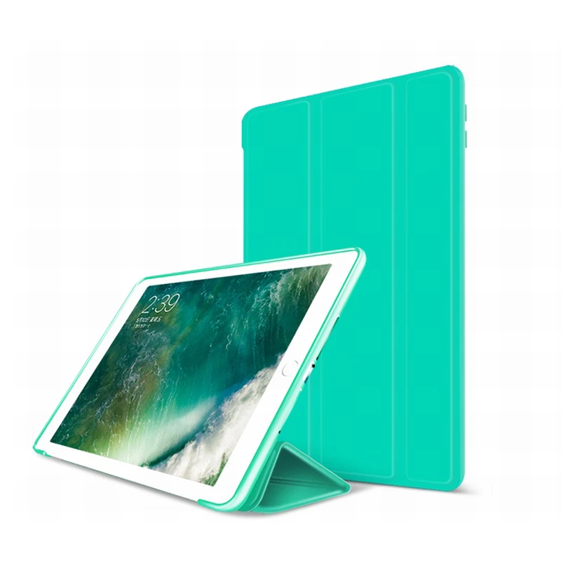HOLAZING Ультра Тонкий Умный Магнитный чехол для сна для iPad 9,7 из искусственной кожи+ силиконовый чехол - Цвет: Light Green