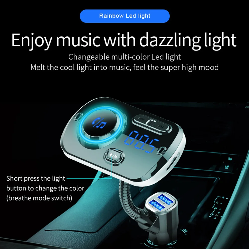 FM передатчик модулятор Aux Bluetooth 5 0 автомобильный комплект громкой связи QC3.0