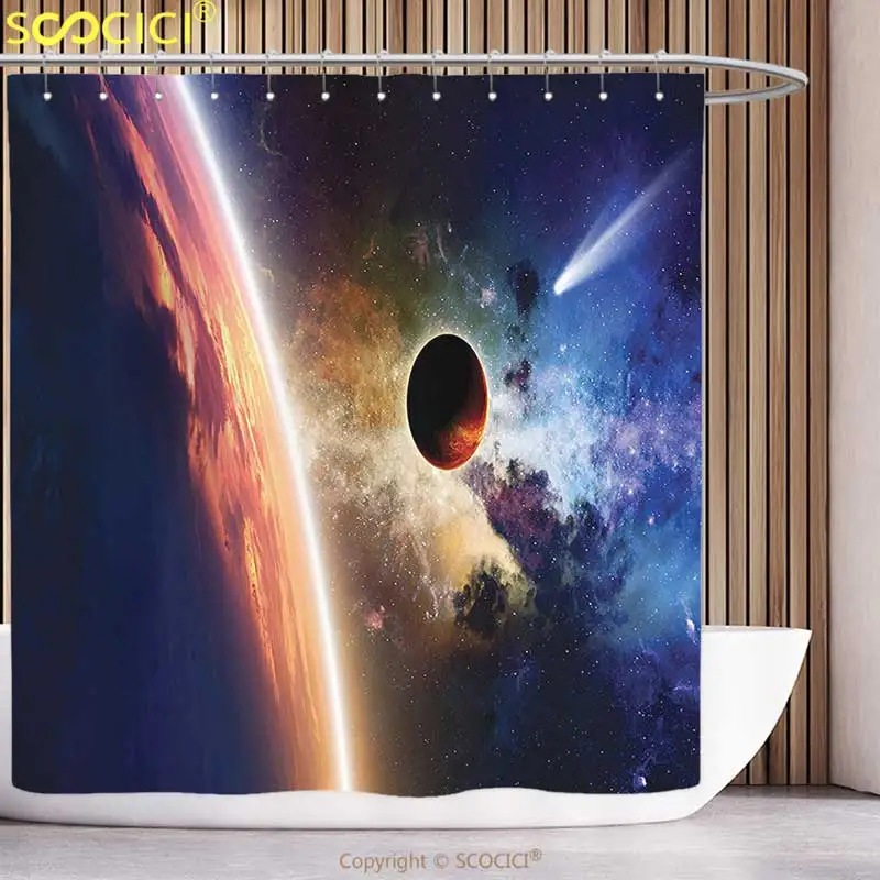 

Уникальная занавеска для душа, украшение для внешнего пространства, комета, подходы, планеты, научные факты, реальности в Солнечной системе, мировая сцена, красный, синий