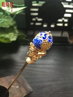 cloisonne hollow out ball shape copper hair stick no tassel vintage chinese handmade hair jewelry hanfu cos hair accessory
