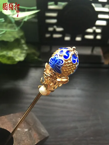 Cloisonne полые шариковая форма медная палочка для волос без кисточок винтажная